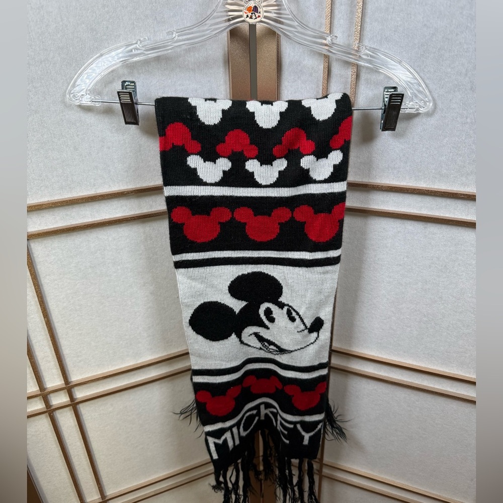 Disney Mickey Mouse Black & Red Knit Scarf - OS